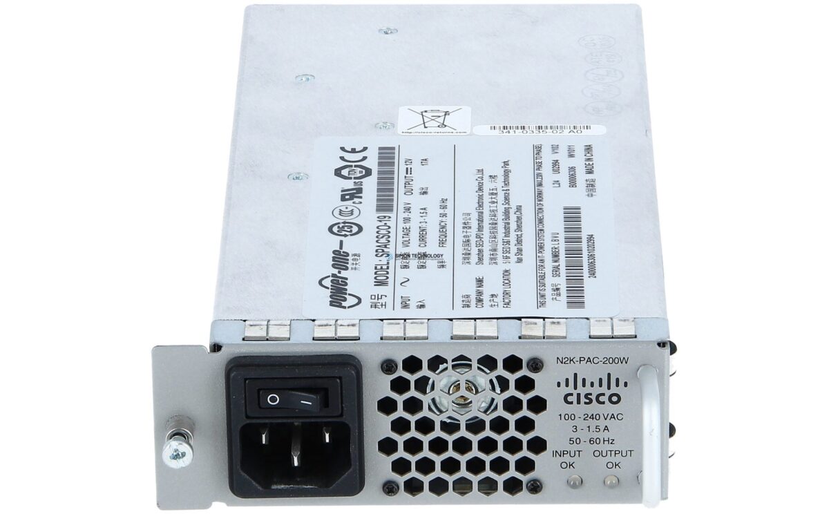 Блок питания Cisco Nexus 2000 FEX 1GE 200W Power supply 200W Netzteil (N2K-PAC-200W=)