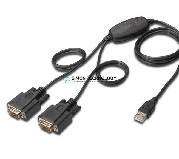 Адаптер Digitus 1.5M USB 2.0 to RS232*2 Cable Chipset: FT2232H (DA-70158)